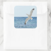 Möwe über dem Meer Quadratischer Aufkleber (Tasche)