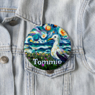Möwe Van Gogh Stil Strand Personalisiert Button