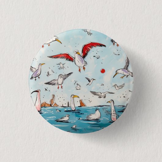 Möwe, Vogel, fliegende Vögel Button (Vorderseite)