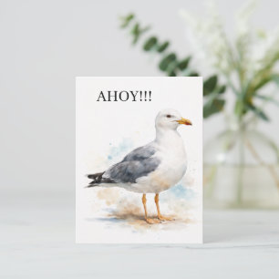 Möwe Vogel Ozean Strand Wasserfarbe Nautical Feiertagspostkarte