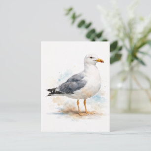 Möwe Vogel Ozean Strand Wasserfarbe Nautilus Feiertagspostkarte