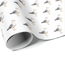 Möwe Vogel Strand Ozean Küste Aquarell Geschenkpapier