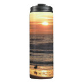 Möwen am Meer bei Sonnenuntergang Thermosbecher (Vorderseite)