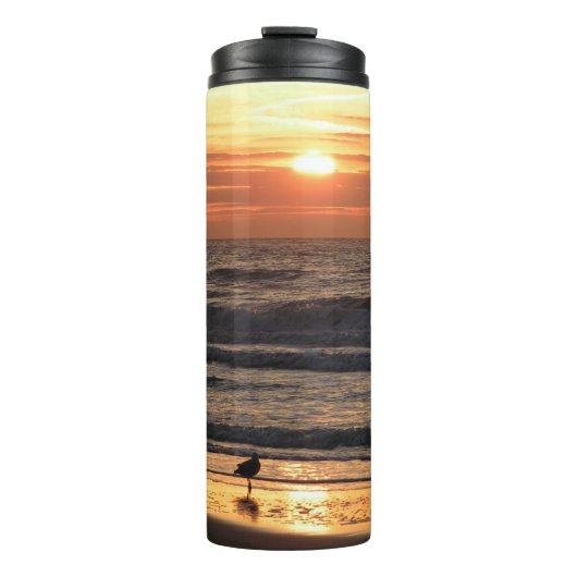 Möwen am Meer bei Sonnenuntergang Thermosbecher (Vorderseite)