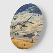 Möwen am Strand Große Wanduhr (Winkel)