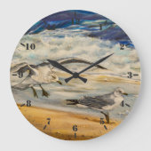 Möwen am Strand Große Wanduhr (Vorderseite)