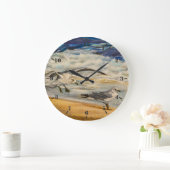 Möwen am Strand Große Wanduhr (Zuhause)