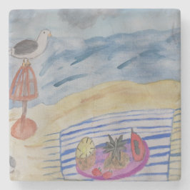 Möwen am Strand Steinuntersetzer