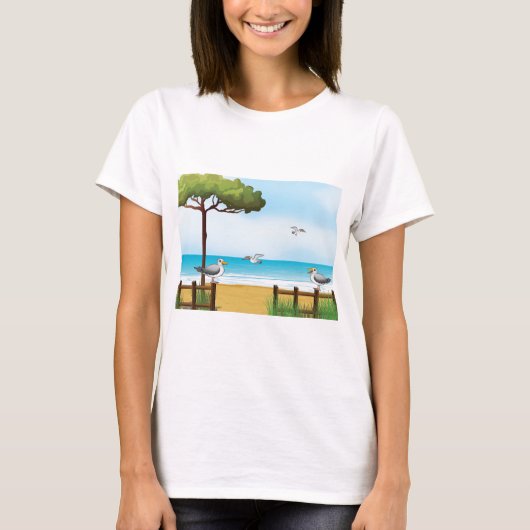 Möwen am Strand Sweatshirt T-Shirt (Vorderseite)