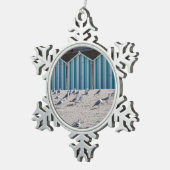 Möwen am Strand von Fort Mahon in Frankreich. Schneeflocken Zinn-Ornament (Rechts)