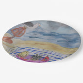 Möwen auf den Tellern aus Strandpapier Pappteller (Schrägansicht)