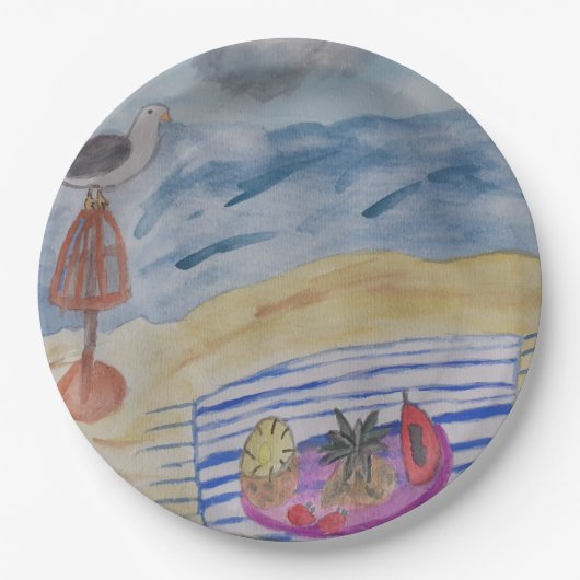 Möwen auf den Tellern aus Strandpapier Pappteller (Vorderseite)