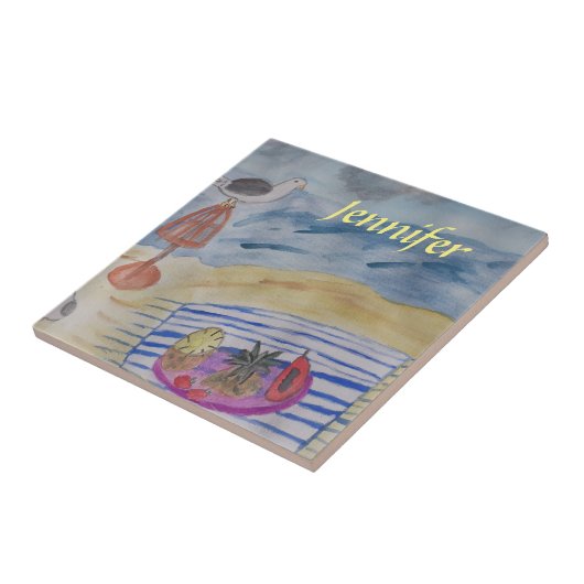 Möwen auf der Beach Keramik Tile Fliese (Seite)