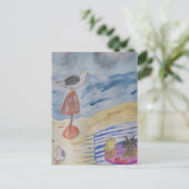 Möwen auf der Strandpostkarte Postkarte (Stehend Vorderseite)