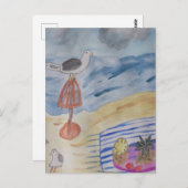 Möwen auf der Strandpostkarte Postkarte (Vorne/Hinten)