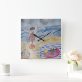 Möwen auf der Stranduhr Quadratische Wanduhr (Zuhause)