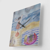 Möwen auf der Stranduhr Quadratische Wanduhr (Winkel)