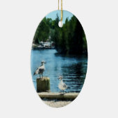 Möwen auf Pier Keramikornament (Rechts)