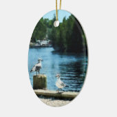 Möwen auf Pier Keramikornament (Links)