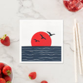 Möwen auf roter Sonne mit Ozean Serviette (Beispiel)