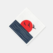 Möwen auf roter Sonne mit Ozean Serviette (Ecke)