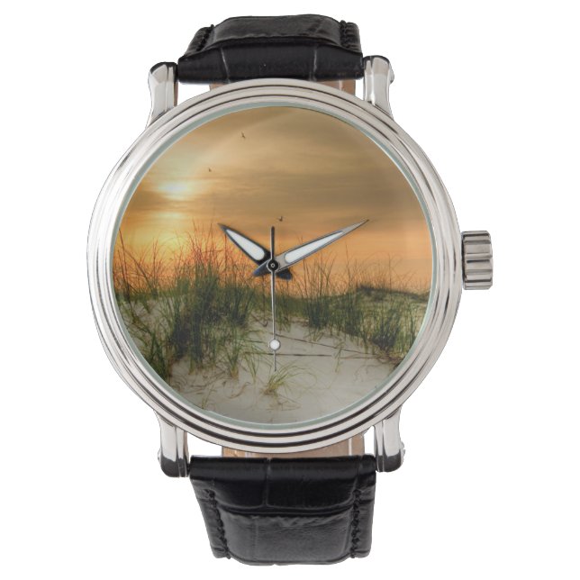 Möwen bei Sonnenaufgang Armbanduhr (Vorderseite)