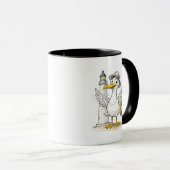 Möwen-Comic-Leuchtturm-Laterne Tasse (VorderseiteRechts)
