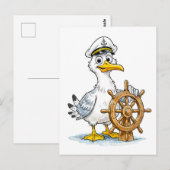 Möwen-Comic-Schiffskapitän Postkarte (Vorne/Hinten)