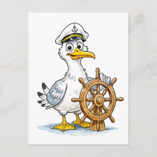 Möwen-Comic-Schiffskapitän Postkarte (Vorderseite)