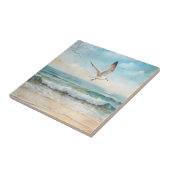 Möwen, die am Strand fliegen Fliese (Seite)