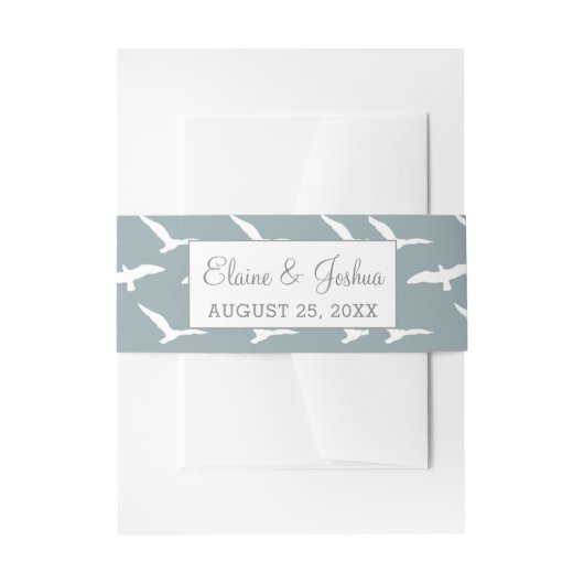 Möwen, duskyblau, Bauchband Einladungsbanderole (Vorderseite Beispiel)