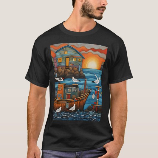 Möwen Fischer T-Shirt (Vorderseite)