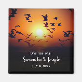 Möwen Foto Hochzeit Sonnenuntergang Save-the-Date Magnet (Vorne)