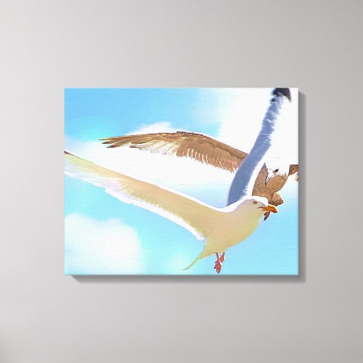 Möwen im Flight Wrapped Canvas Print Leinwanddruck (Vorderseite)