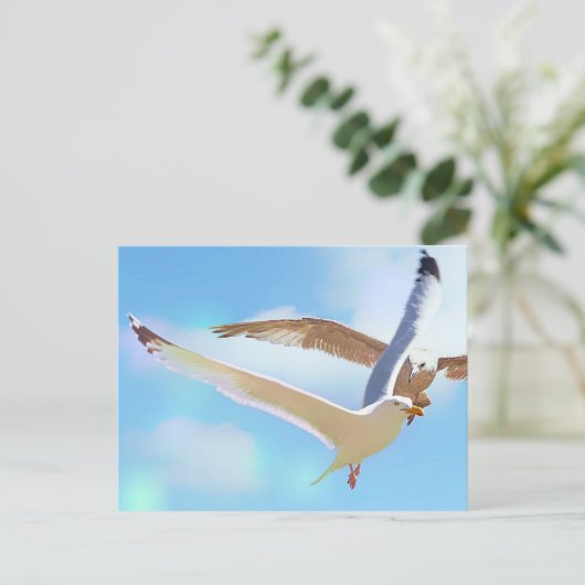 Möwen im Flug Postkarte (Stehend Vorderseite)