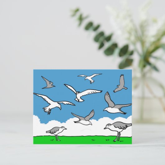Möwen im Flug Postkarte (Stehend Vorderseite)