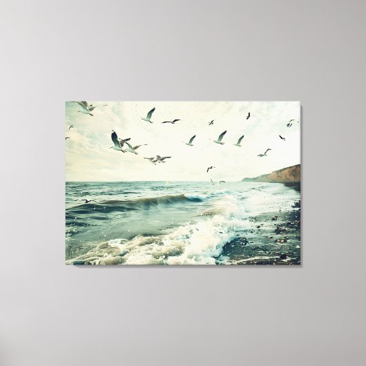 Möwen im Flug über den Ozean Leinwanddruck (Vorderseite)