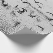 Möwen in Bewegung, Schwarz-Weiß-Kunstbild Geschenkpapier (Ecke)