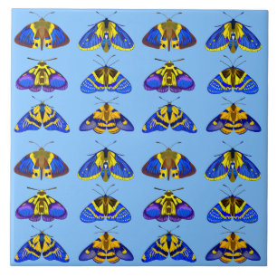 Möwen in Blau, Goldgelb und Braun Fliese