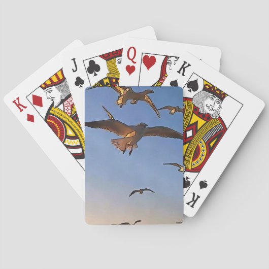 Möwen in der Schwarzen Kontur Spielkarten (Rückseite)