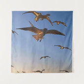 Möwen in der Schwarzen Kontur Wandteppich (Vorderseite)