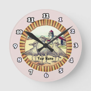 Möwen Leuchtturm Uhr