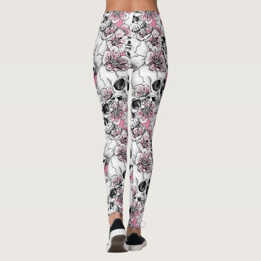 Möwen mit rosa Blume Leggings (Rückseite)