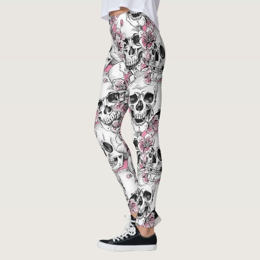 Möwen mit rosa Blume Leggings (Links)