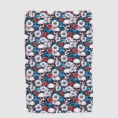 Möwen mit Rot-Weiß-Blume Golfhandtuch (Vorderseite)