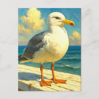 Möwen-Postkarte | Küstenstrand-Vogel-Kunst Feiertagspostkarte