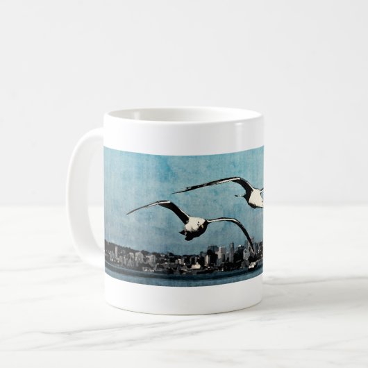 Möwen über die Tasse Seattle (Vorderseite Links)