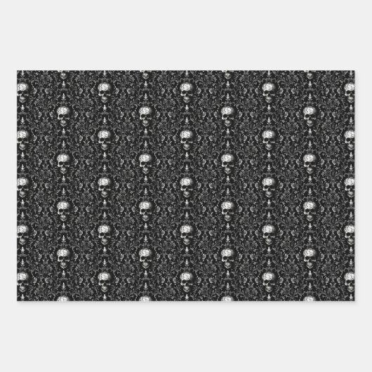 Möwen und Blume Goth Geschenkpapier Set (Vorderseite)