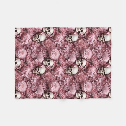 Möwen und Blume! Rosa und cremefarbene Decke! Fleecedecke (Vorderseite (Horizontal))