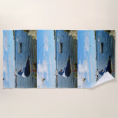 Möwen und Boote auf dem Meer, Badetücher Strandtuch (Vorderseite)